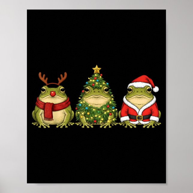 Póster Retro Christmas Desert Rain Frog Santa Reindeer  (Frente)