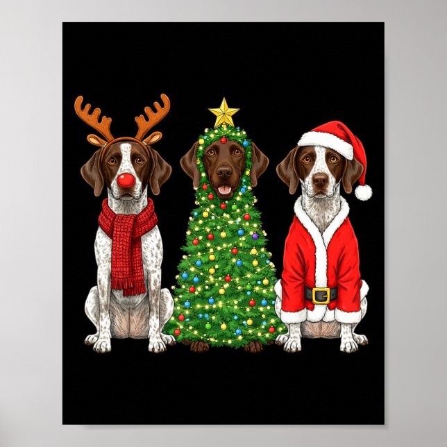 Póster Retro Christmas German Shorthaired Inter Santa Rei (Frente)
