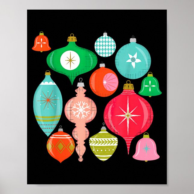 Póster Retro Christmas Ornaments Mid Century Modern  (Frente)