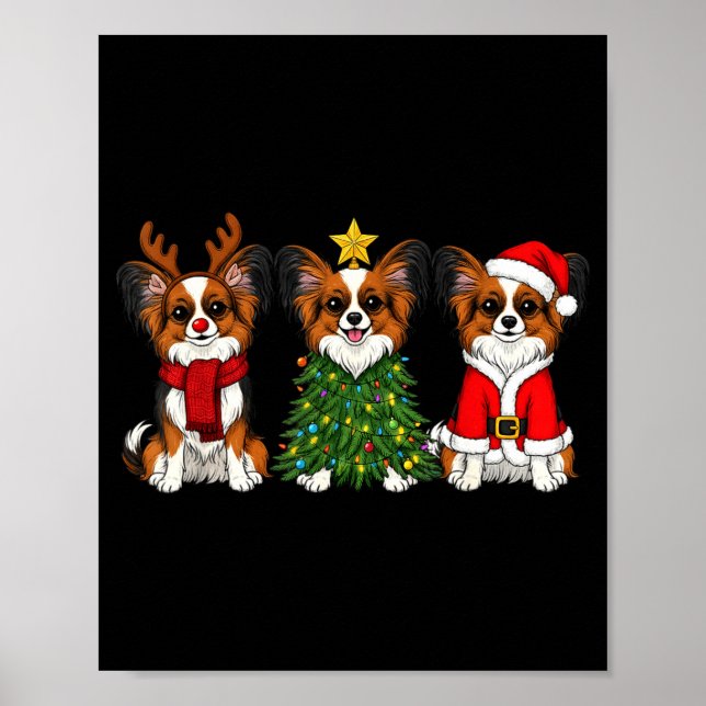 Póster Retro Christmas Pallon Dog Lover Santa Reindeer  (Frente)