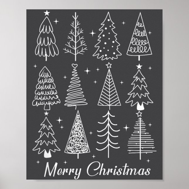 Póster Retro Christmas Tree,funny Christmas Design Tee Wo (Frente)