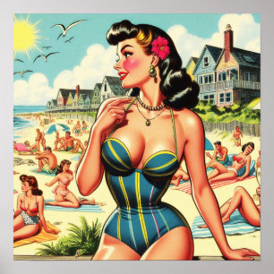 Póster Retro Classic Beach Pin