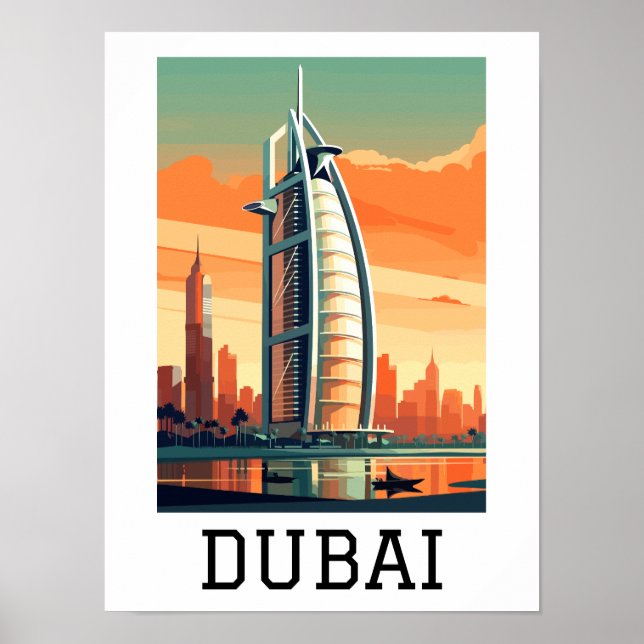 Póster Retro Classic Travel Dubai EAU (Frente)