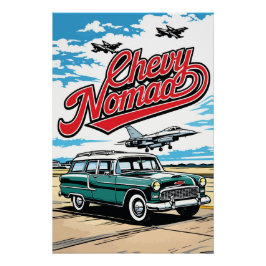 Póster Retro Classic Wagon Sky Pop Art Illustration Print