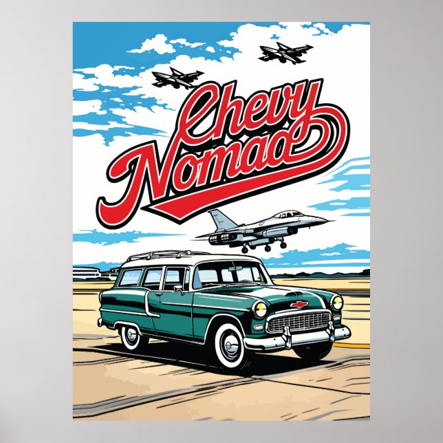 Póster Retro Classic Wagon Sky Pop Art Illustration Print (Frente)