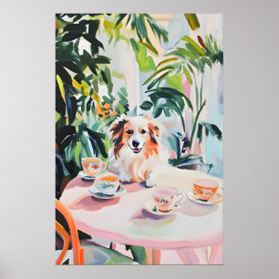 Póster Retro Collie, Pintura al óleo Collie, Vinta