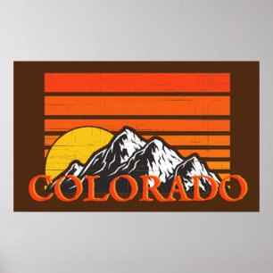 Póster Retro Colorado Rocky Mountain Sunset