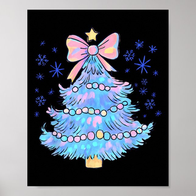 Póster Retro Colorful Christmas Tree Coquette Bow Men Wom (Frente)