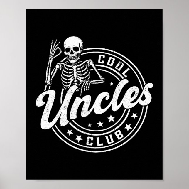 Póster Retro Cool Uncles Club Funny New Uncle Men Skeleto (Frente)