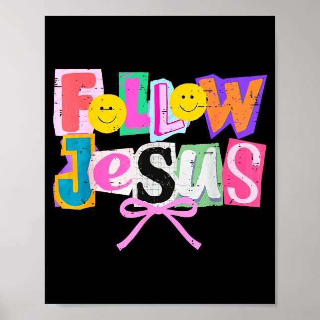 Póster Retro Coquette Cute Follow Jesus Bible Verse Faith (Frente)