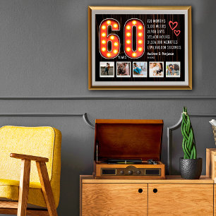 Póster Retro Corazones Colaje de Fotos Personalizado 60 A