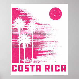 Póster Retro Costa Rica Beach Surfing Wave Vintage