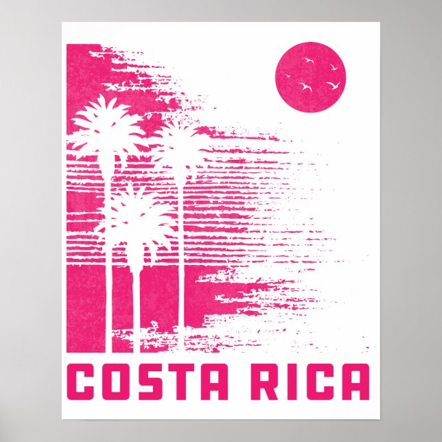 Póster Retro Costa Rica Beach Surfing Wave Vintage (Frente)
