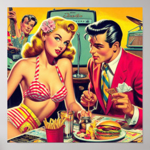 Póster Retro Coulpe de los años 1950