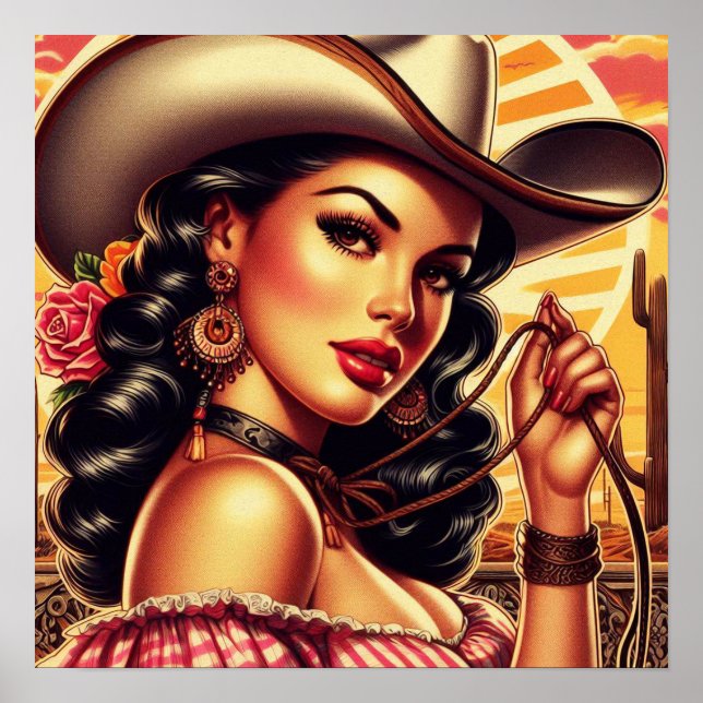 Póster Retro Cowgirl (Frente)