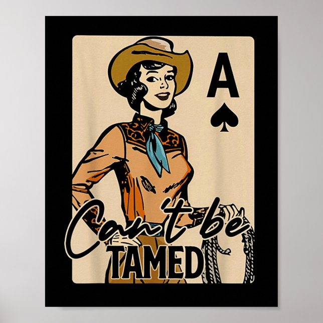 Póster Retro Cowgirl Card Can't Be Tamed Western Country  (Frente)