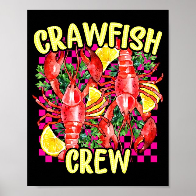 Póster Retro Crawfish Crew Cajun Boil Season For Men Wome (Frente)