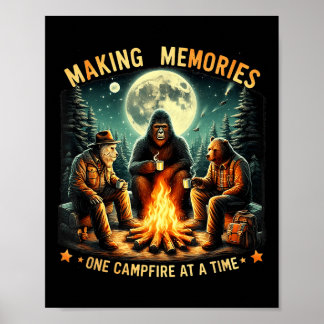 Póster Retro Creando Recuerdos Un Fuego De Campamento A L