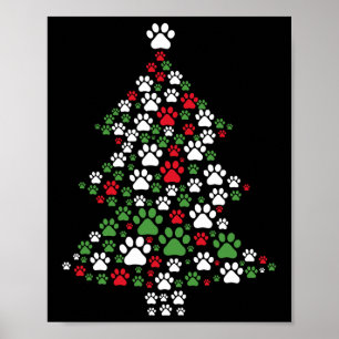 Póster Retro Cum Xmas Perro Paw Imprimir árbol de navidad