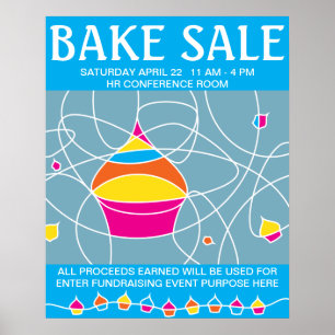 Póster retro CUPCAKE formas bake sale poster