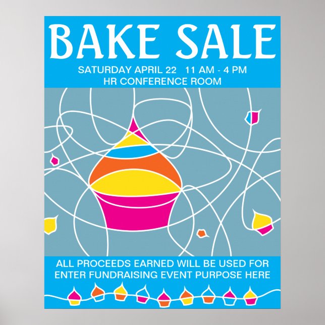 Póster retro CUPCAKE formas bake sale poster (Frente)
