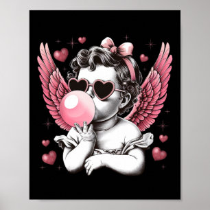Póster Retro Cupido Día de San Valentín Cute Vintage Cupi