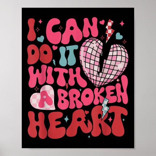 Póster Retro Cute Groovy I Can Do It Quote Disco Heart -  (Frente)