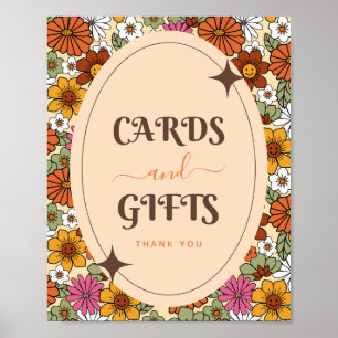Póster Retro Daisy Floral Groovy Hippie Cards & Gifts