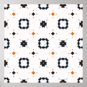 Póster Retro Daisy Floral Vintage Patrón de mano, Mar