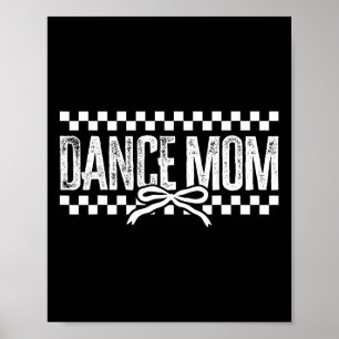Póster Retro Dance Mom Coquette Bow Checkdesk Dance Mama