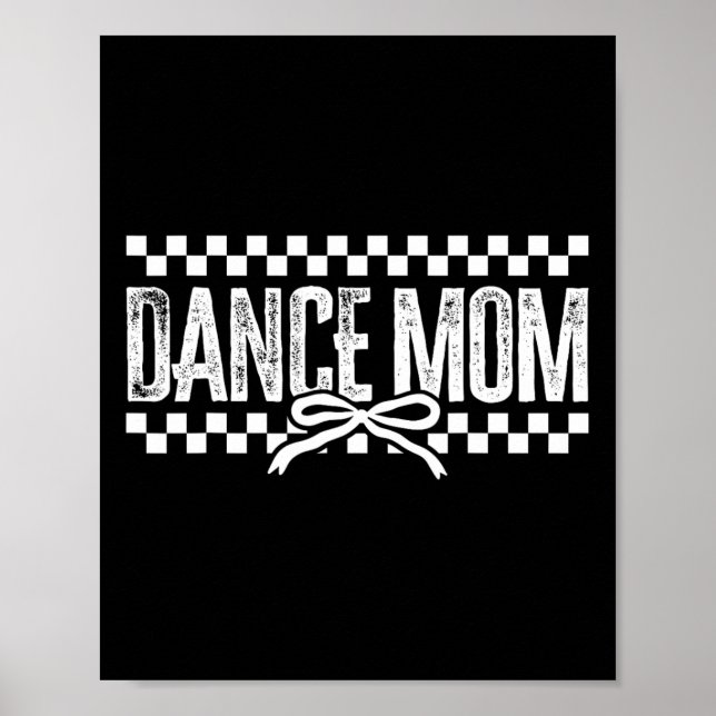 Póster Retro Dance Mom Coquette Bow Checkdesk Dance Mama (Frente)