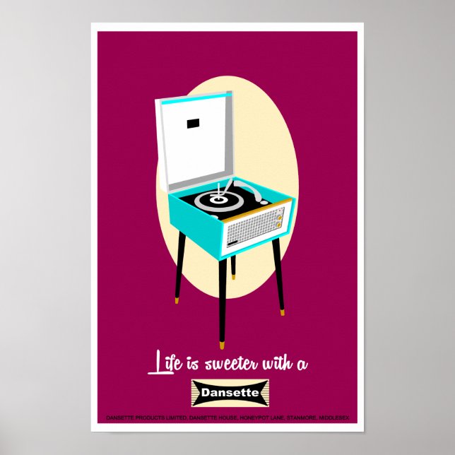 Póster Retro Dansette, jugador de discos Pop Art poster (Frente)