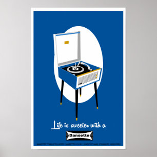 Póster Retro Dansette, jugador de discos Pop Art poster