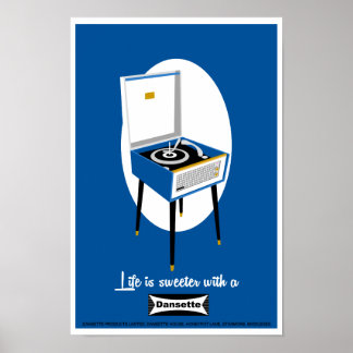 Póster Retro Dansette, jugador de discos Pop Art poster