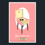 Póster Retro Dansette pink record player Pop Art poster<br><div class="desc">Retro Salmon Pink and Cream Dansette Bermuda record player advert Pop Art poster</div>