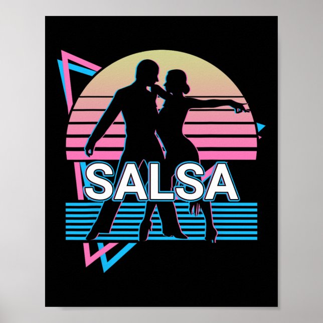 Póster Retro de bailarina de salsa de baile Salsa (Frente)