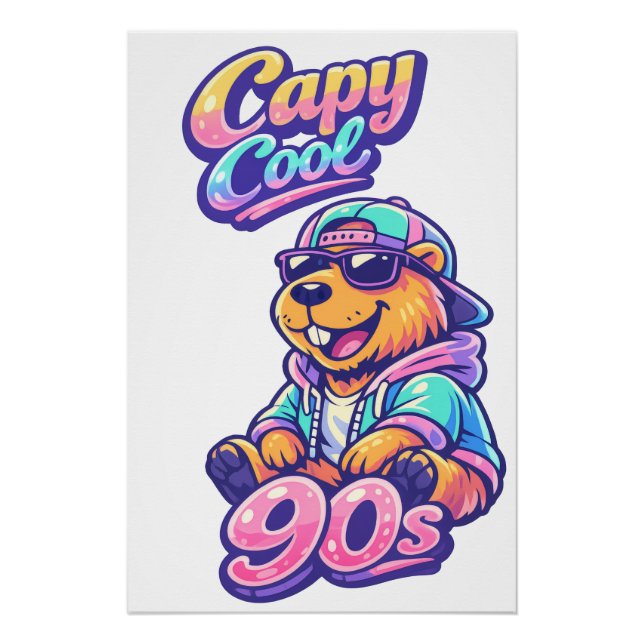 Póster Retro de Capybara de los 90 | Capy Cool Vib (Anverso)