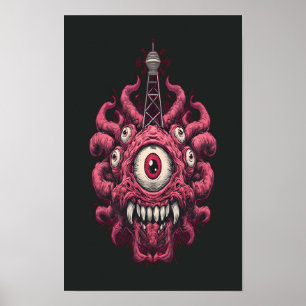 Póster Retro de Ciencia Ficción de Control Mental