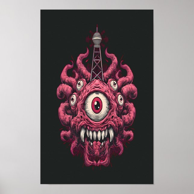 Póster Retro de Ciencia Ficción de Control Mental  (Frente)