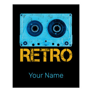 Póster Retro de cinta Buscar Fiesta de cassette de época