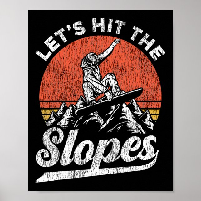 Póster Retro de cosecha de snowboard (Frente)