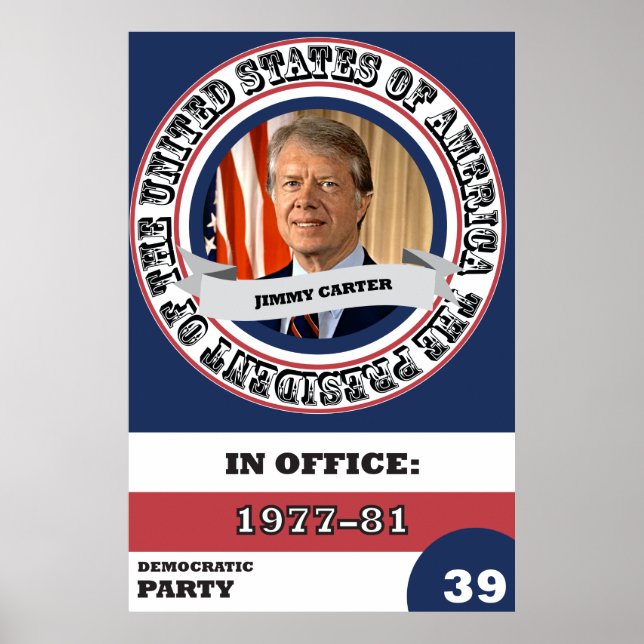 Póster Retro de historia presidencial de Jimmy Carter (Frente)