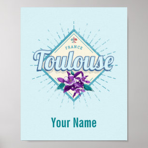 Póster Retro de la ciudad de Toulouse violó la vieja Souv