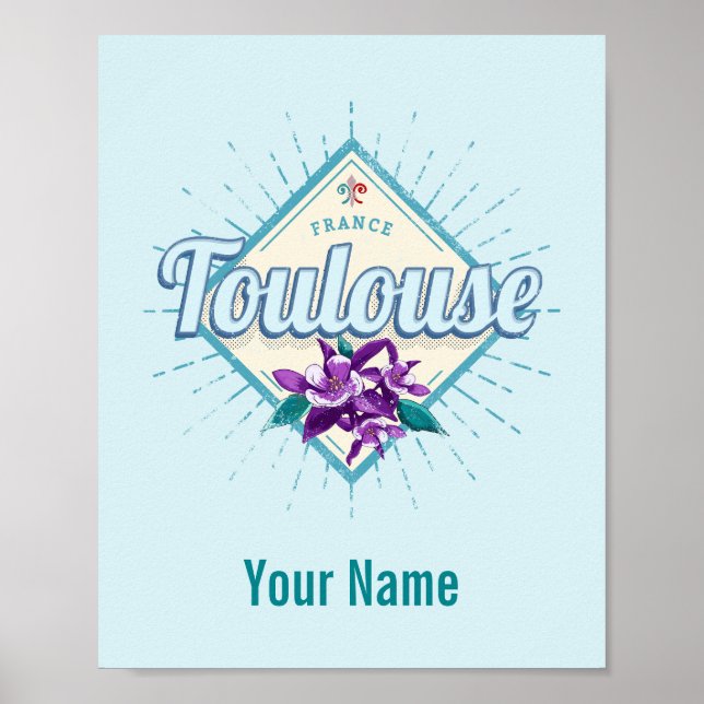 Póster Retro de la ciudad de Toulouse violó la vieja Souv (Frente)
