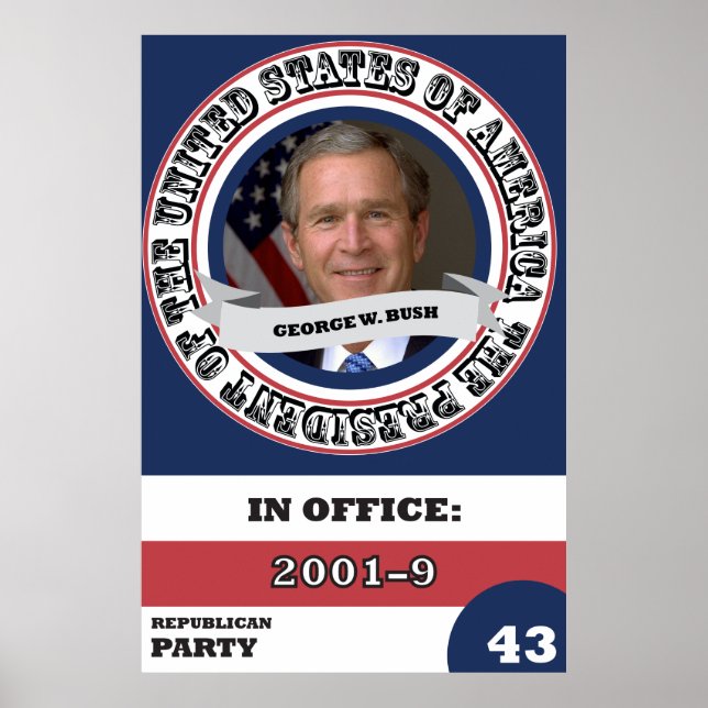 Póster Retro de la historia presidencial de George W. Bus (Frente)