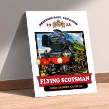 Póster Retro de la Locomotora de Vapor Flying Scot