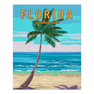 Póster Retro de la Playa de Florida
