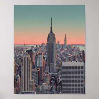 Póster Retro de la Silueta de NYC