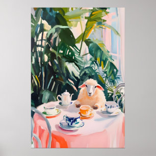 Póster Retro de Ovejas, Pintura al Óleo de Ovejas,