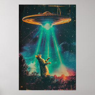 Poster retro de OVNI Alien - Impresión de arte de 